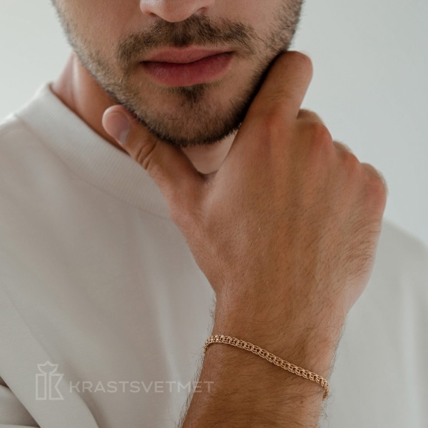 Браслет из красного золота, плетение «Гарибальди»